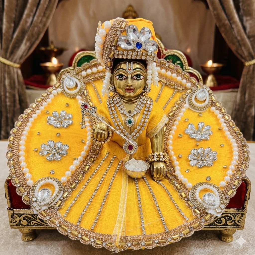 Majestic Yellow Designer Ladoo Gopal Poshak