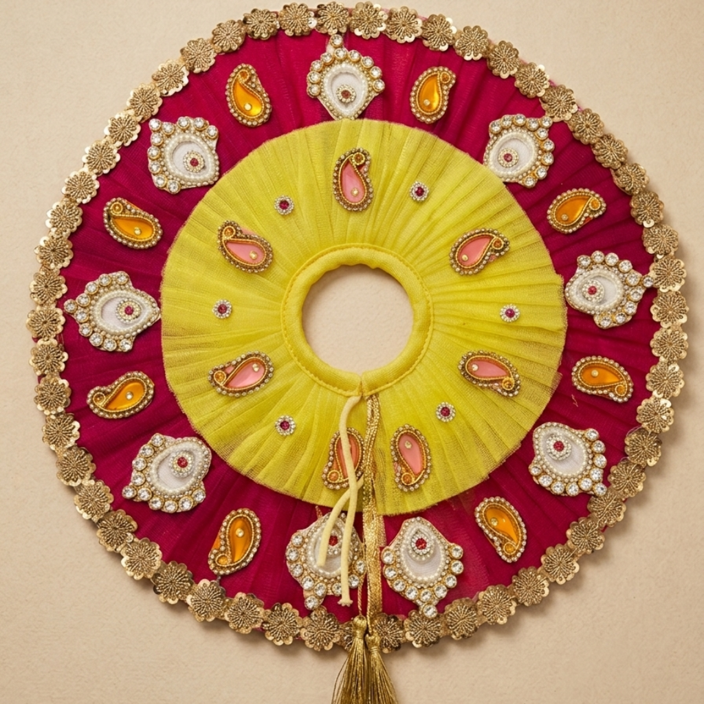 Madhur Vrinda Mayur Pankhi Dress Yellow for Ladoo Gopal Ji