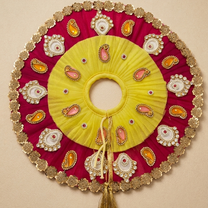 Madhur Vrinda Mayur Pankhi Dress Yellow for Ladoo Gopal Ji