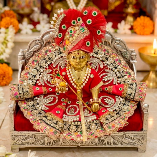 Madhur Vrinda Rajvanshi Crimson Red Laddu Gopal Dress Set